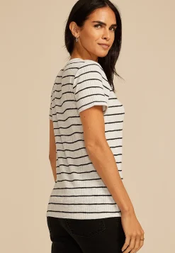 Maurices Tees-24/7 Variegated Ribbed Striped Tee