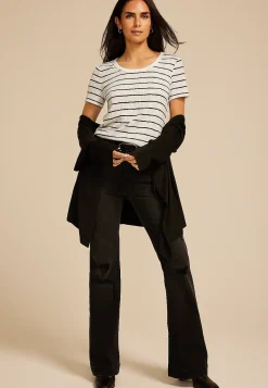Maurices Tees-24/7 Variegated Ribbed Striped Tee