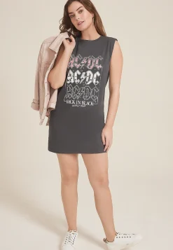 Maurices Casual Dresses-ACDC Cap Sleeve Graphic T Shirt Dress