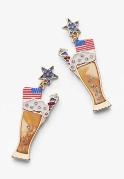 Maurices Earrings-Americana Beer Drop Earrings