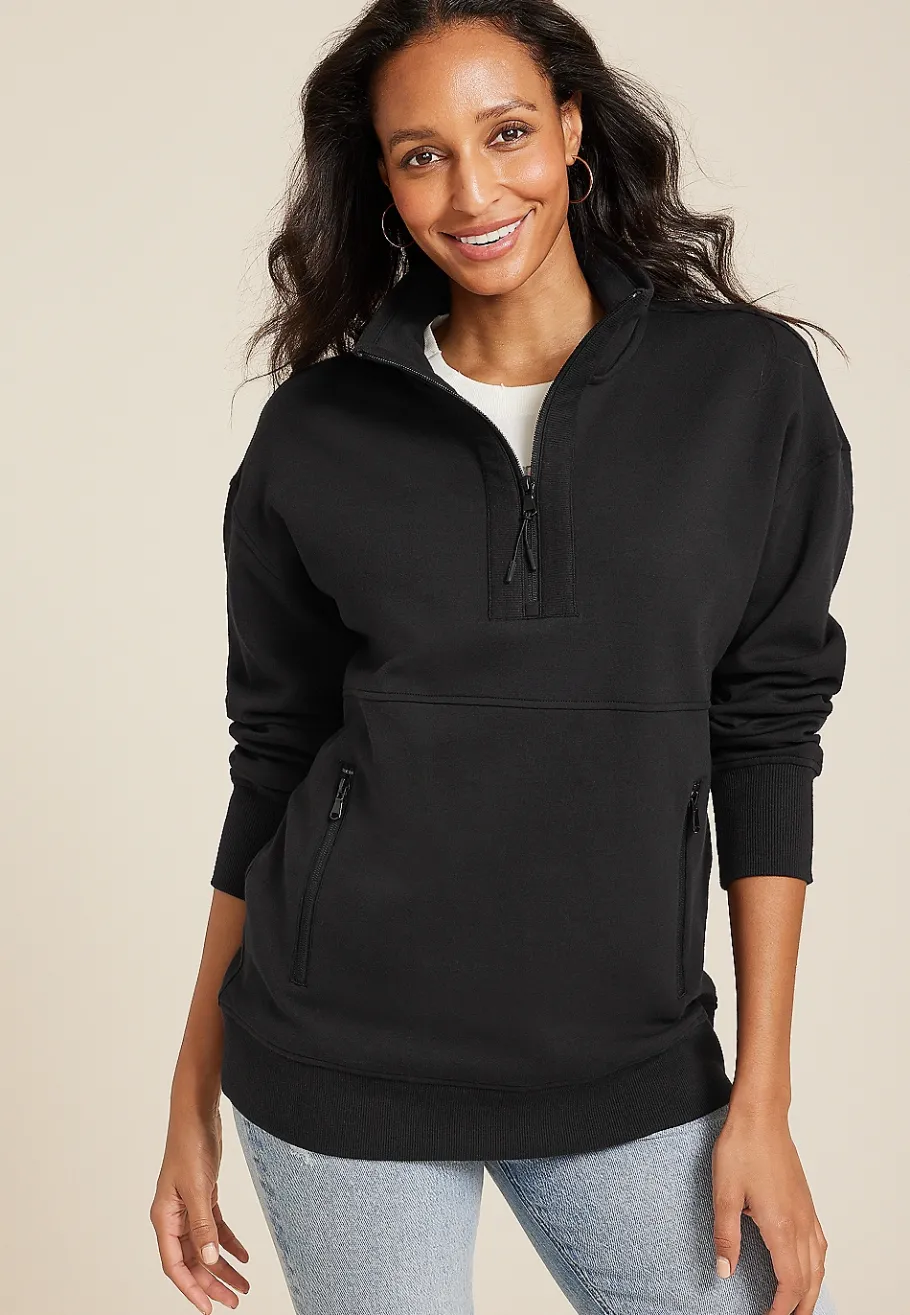 Maurices Sweatshirts-Athleisure Half Zip Pullover Sweatshirt