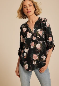 Maurices Shirts & Blouses-Atwood 3/4 Sleeve Floral V Neck Blouse