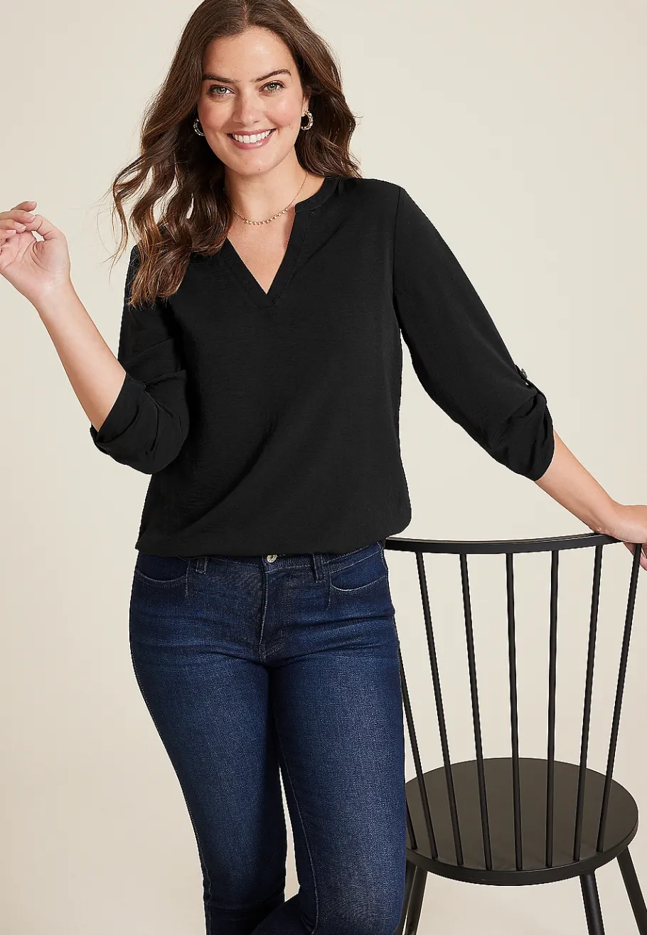 Maurices Shirts & Blouses-Atwood 3/4 Sleeve Popover Blouse