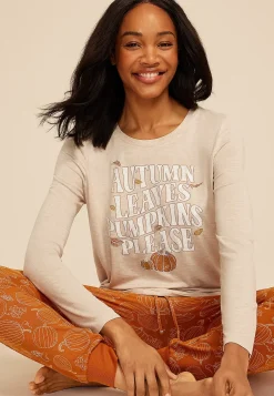 Maurices Pajamas|Pajamas-Autumn Leaves Pumpkins Please Graphic Tee And Jogger Pajama Set