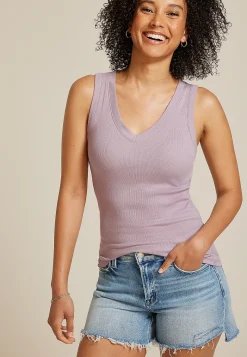 Maurices Tanks & Camis-Baby Rib V Neck Tank Top