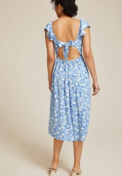 Maurices Wedding Guest & Cocktail Dresses|Work Dresses-Band Of The Free Floral Flutter Sleeve Midi Dress