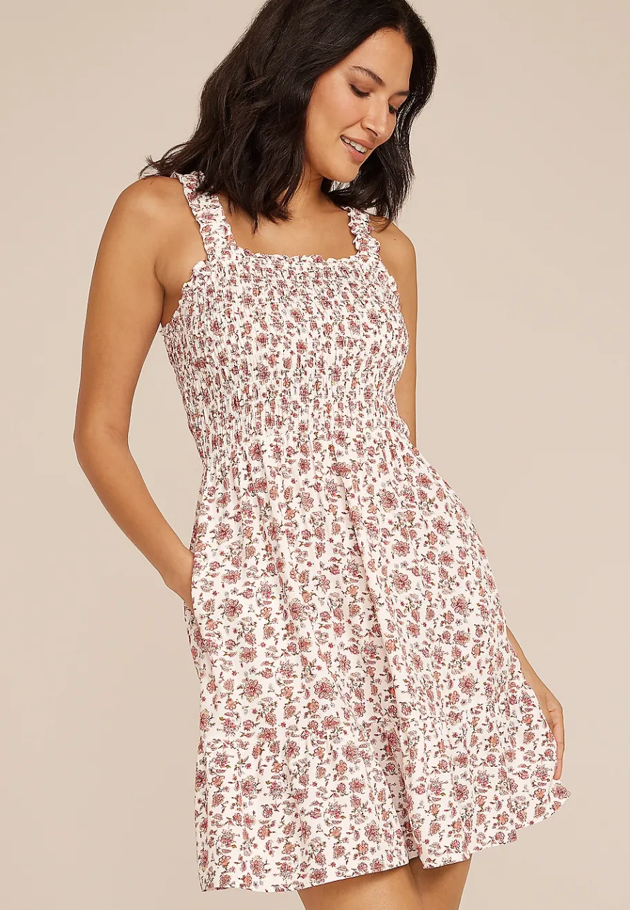 Maurices Wedding Guest & Cocktail Dresses-Bare Floral Smocked Mini Dress