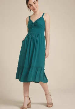 Maurices Wedding Guest & Cocktail Dresses-Bare Front Knot V Neck Midi Dress