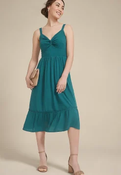 Maurices Wedding Guest & Cocktail Dresses-Bare Front Knot V Neck Midi Dress