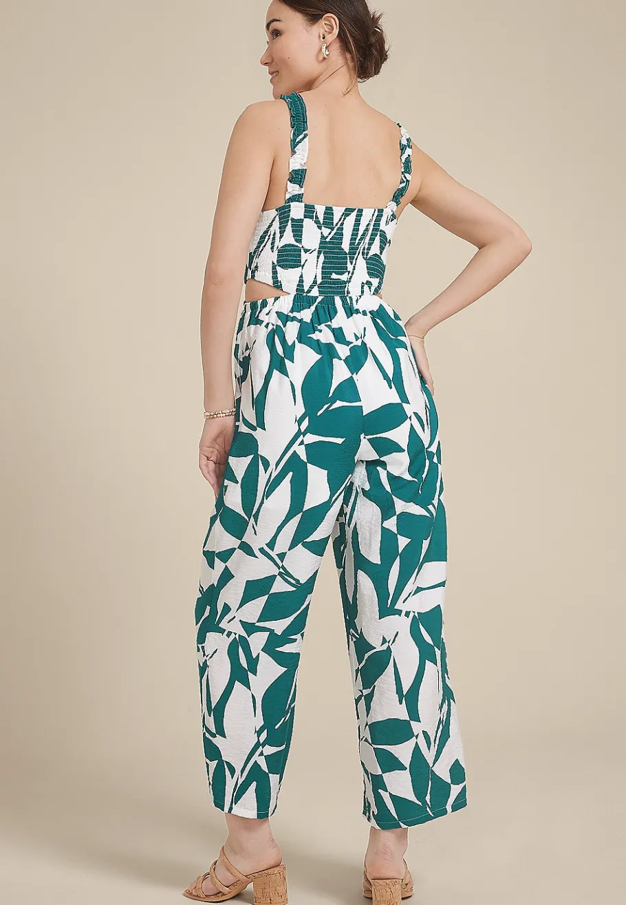 Maurices Wedding Guest & Cocktail Dresses-Bare Printed Side Cut Out Cropped Jumpsuit