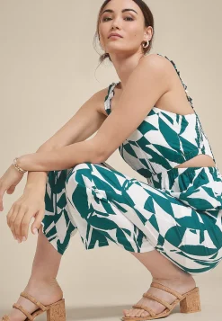 Maurices Wedding Guest & Cocktail Dresses-Bare Printed Side Cut Out Cropped Jumpsuit