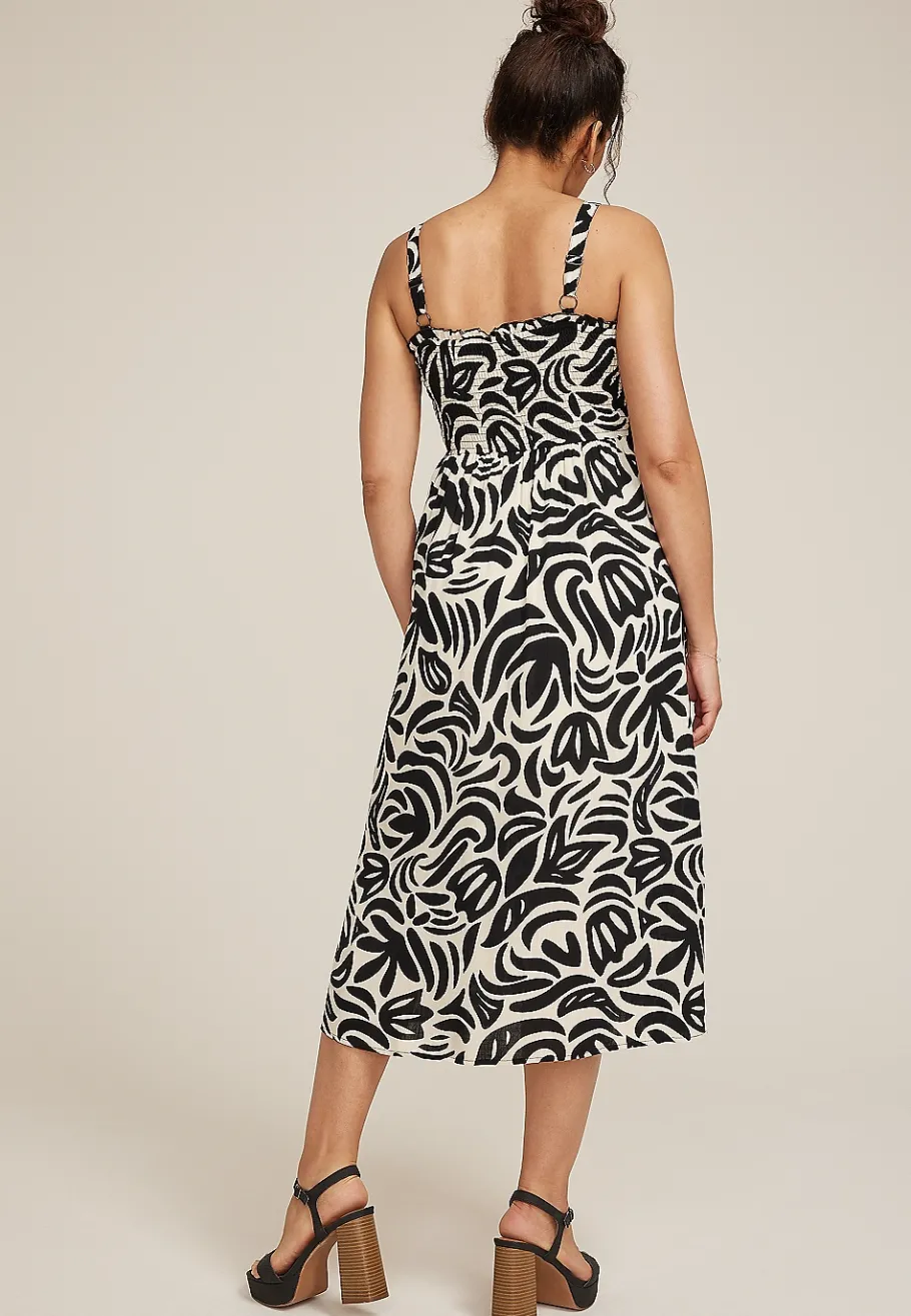 Maurices Work Dresses-Bare Printed Smocked Midi Dress