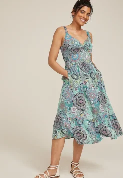 Maurices Wedding Guest & Cocktail Dresses-Bare Printed Tiered Midi Dress