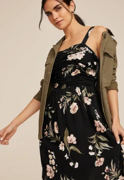 Maurices Wedding Guest & Cocktail Dresses-Bare Ruched Square Neck Midi Dress