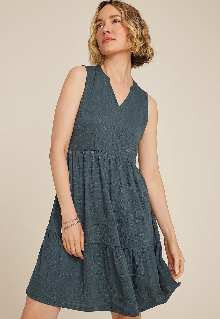 Maurices Casual Dresses|Work Dresses-Bare Textured Notch Neck Skater Dress