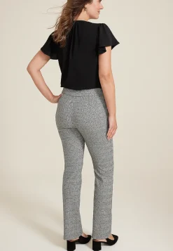 Maurices Pants-Bengaline Mid Rise Plaid With Belt Bootcut Pant