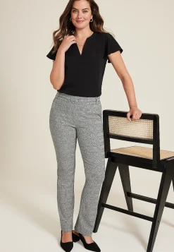 Maurices Pants-Bengaline Mid Rise Plaid With Belt Bootcut Pant