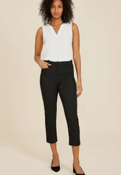 Maurices Pants|Crops & Capris-Bengaline Mid Rise Striped Cuffed Straight Cropped Pant