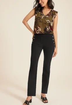 Maurices Pants-Bengaline Sailor Button Mid Rise Bootcut Pant