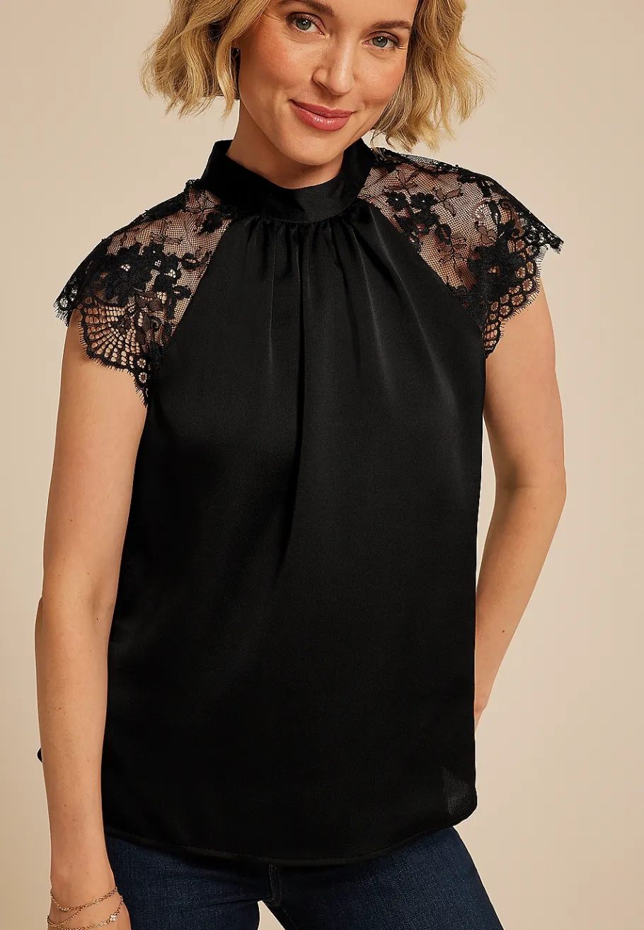 Maurices Shirts & Blouses-Lace Short Sleeve Blouse