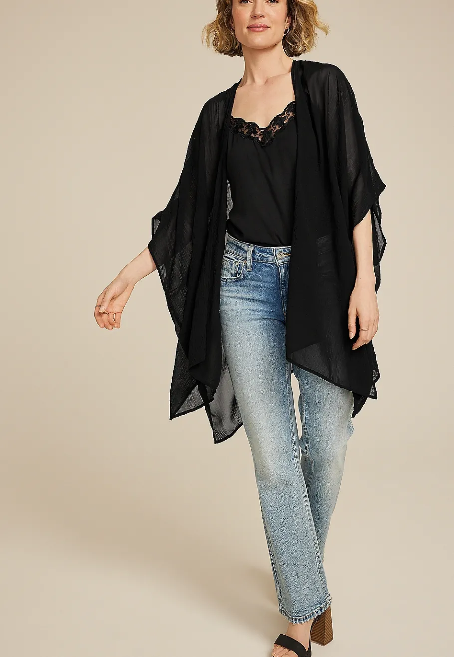 Maurices Sweaters Cardigans & Kimonos-Sheer Crinkle Kimono