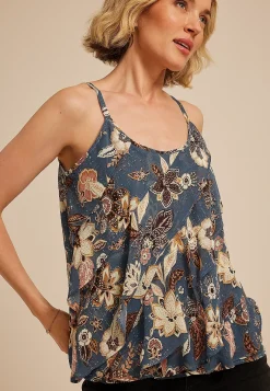 Maurices Tanks & Camis-Blue Floral Ruffle Tiered Cami Top