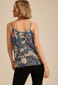 Maurices Tanks & Camis-Blue Floral Ruffle Tiered Cami Top