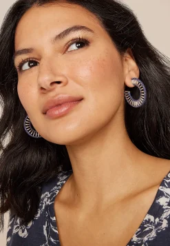 Maurices Earrings-Raffia Wrapped Hoop Earrings