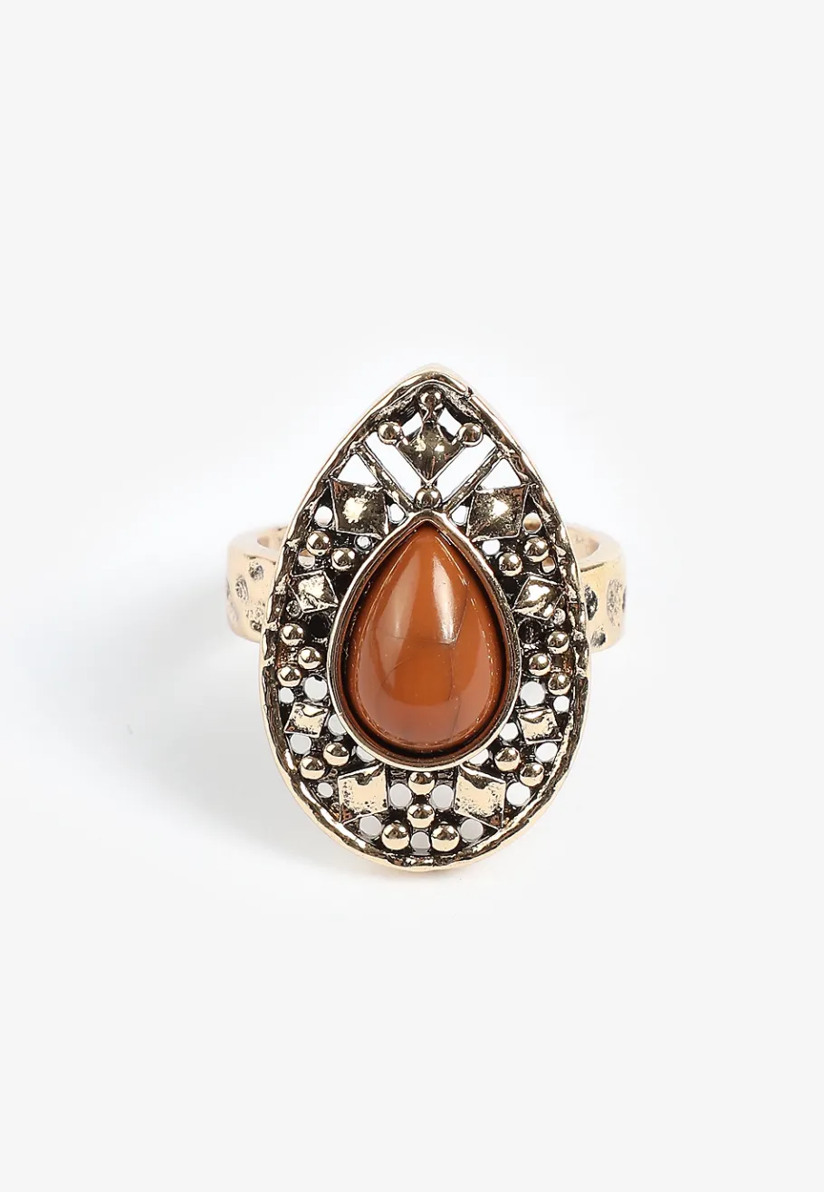 Maurices Matching Sets-Brown Faux Stone Oval Ring