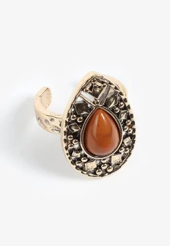 Maurices Matching Sets-Brown Faux Stone Oval Ring