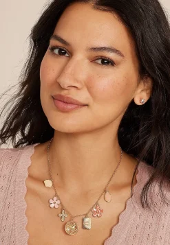 Maurices Necklaces-Bubble Floral Charm Necklace