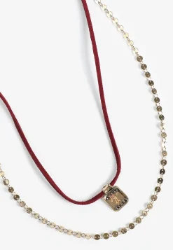 Maurices Necklaces-Burgundy Corded Double Layered Necklace