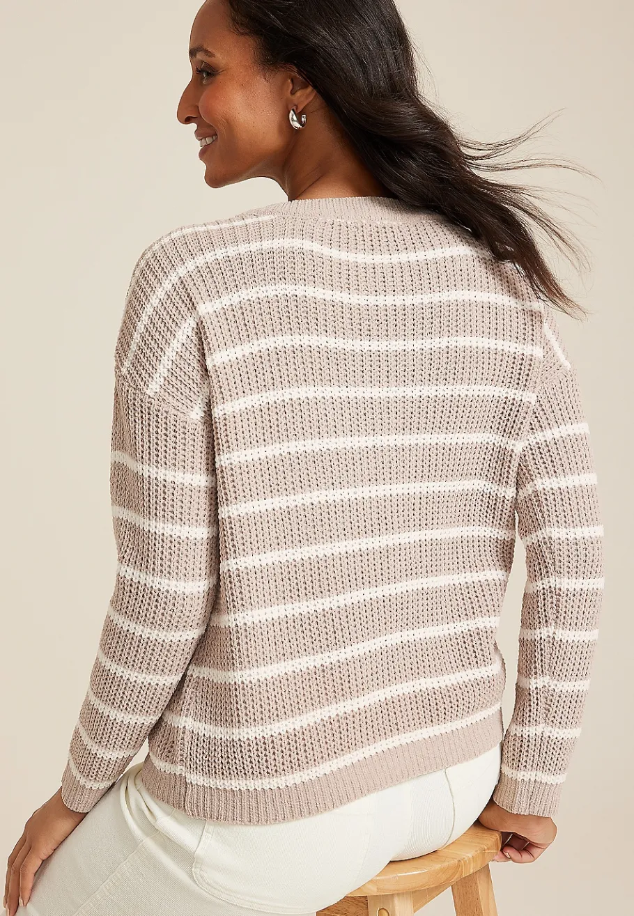 Maurices Sweaters Cardigans & Kimonos-Chenille Striped Sweater