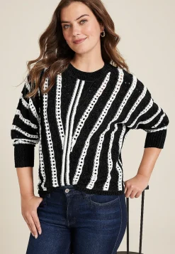 Maurices Sweaters Cardigans & Kimonos-Chevron Stripe Dolman Sweater