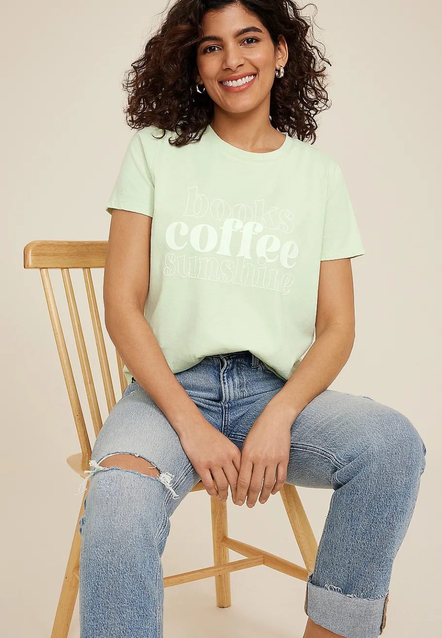 Maurices Tees|Graphics-Coffee Books Sunshine Classic Fit Graphic Tee