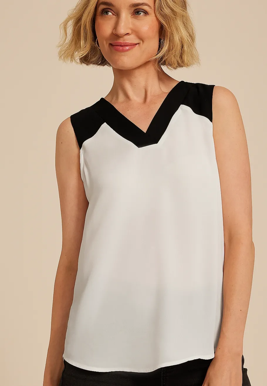 Maurices Tanks & Camis-Colorblock V Neck Tank Top