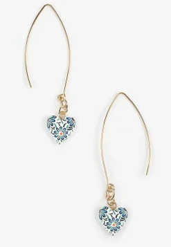 Maurices Earrings|Matching Sets-Colorful Floral Ceramic Heart Drop Earrings