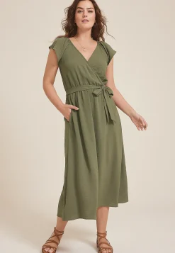 Maurices Work Dresses-Cool Crepe Wrap Midi Dress