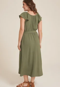 Maurices Work Dresses-Cool Crepe Wrap Midi Dress