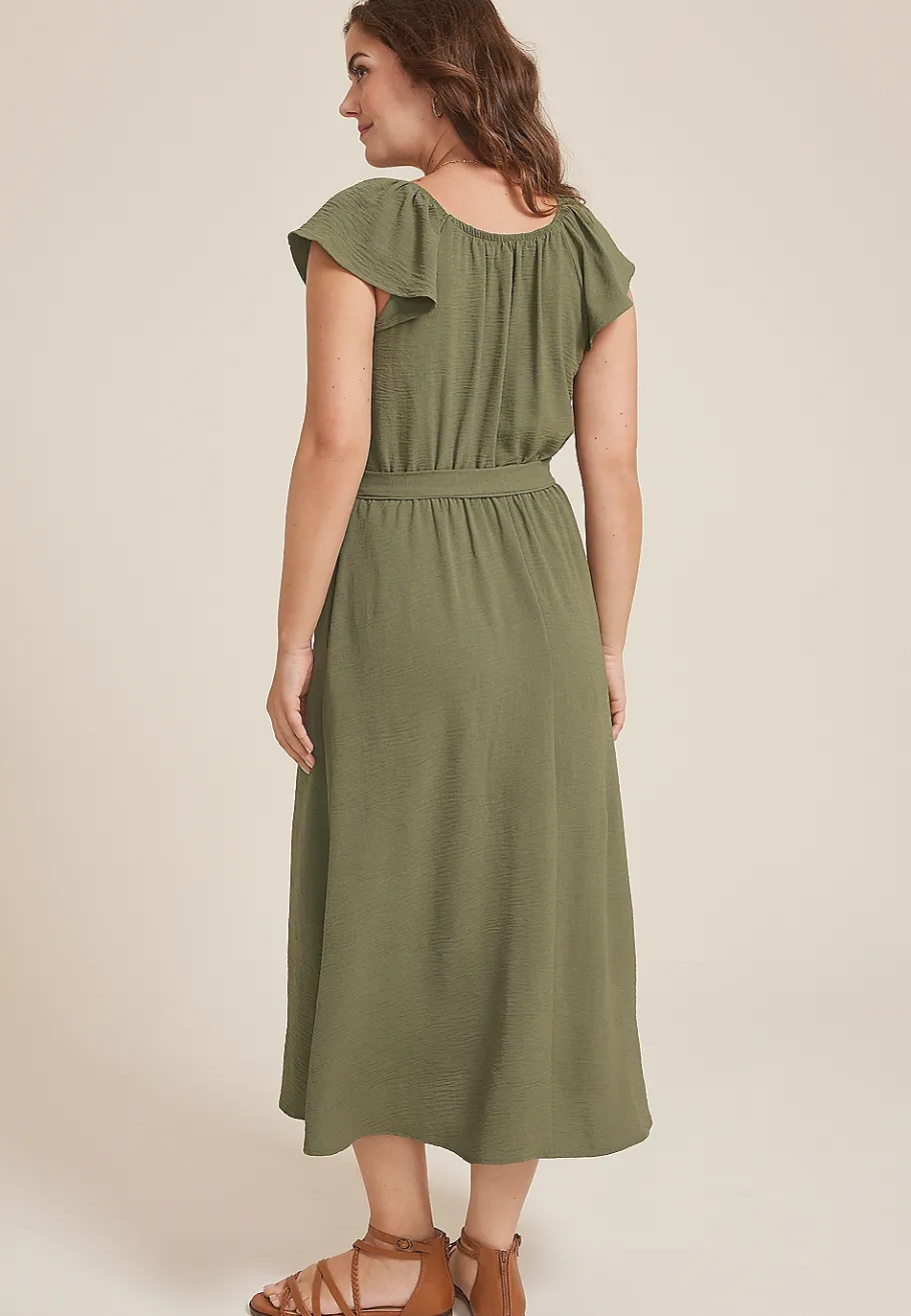 Maurices Work Dresses-Cool Crepe Wrap Midi Dress