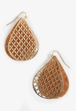 Maurices Earrings-Cork Filigree Teardrop Earrings