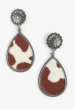 Maurices Earrings-Cow Print Teardrops Earrings