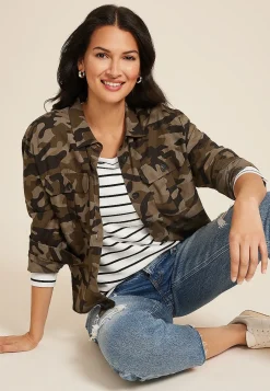 Maurices Tees-Cozy Ribbed Snap Cuff V Neck Long Sleeve Tee