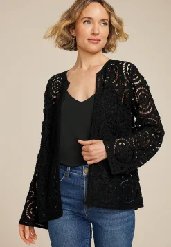 Maurices Sweaters Cardigans & Kimonos-Crochet Long Sleeve Cardigan