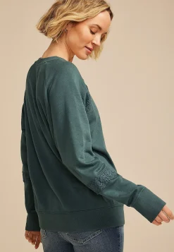 Maurices Sweatshirts-Crochet Mix Relaxed Fit Sweatshirt