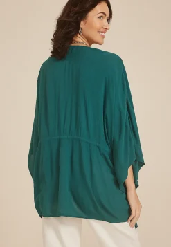 Maurices Sweaters Cardigans & Kimonos-Crochet Trim Tie Front Kimono