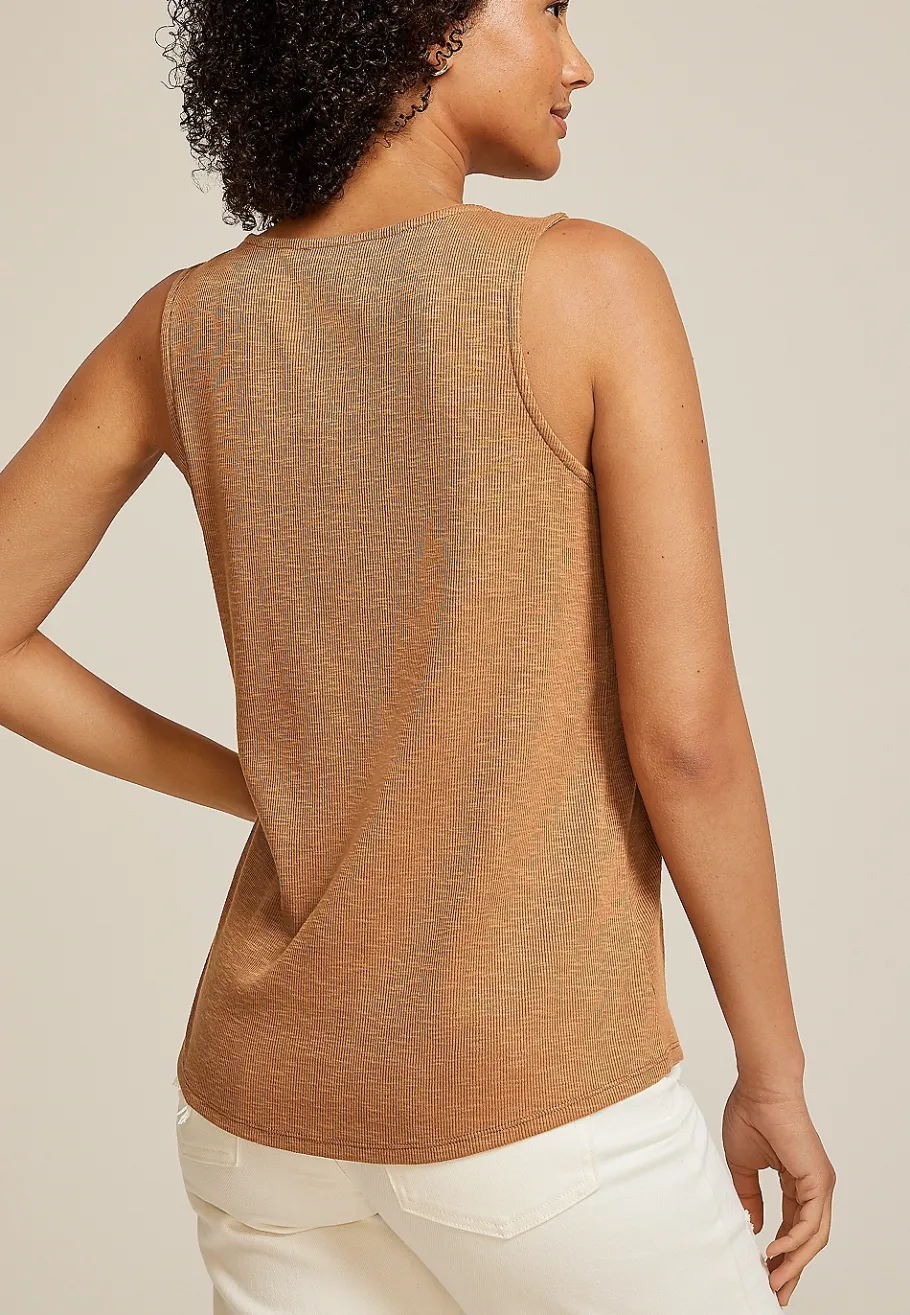 Maurices Tanks & Camis-Crochet Yoke Henley Tank Top