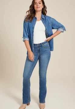 Maurices Bootcut Jeans|Bootcut Jeans-Crosshatch Mid Rise Thick Stitch Bootcut Jean