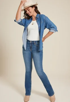 Maurices Bootcut Jeans|Bootcut Jeans-Crosshatch Mid Rise Thick Stitch Bootcut Jean