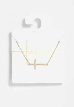 Maurices Necklaces-Dainty Side Cross Necklace